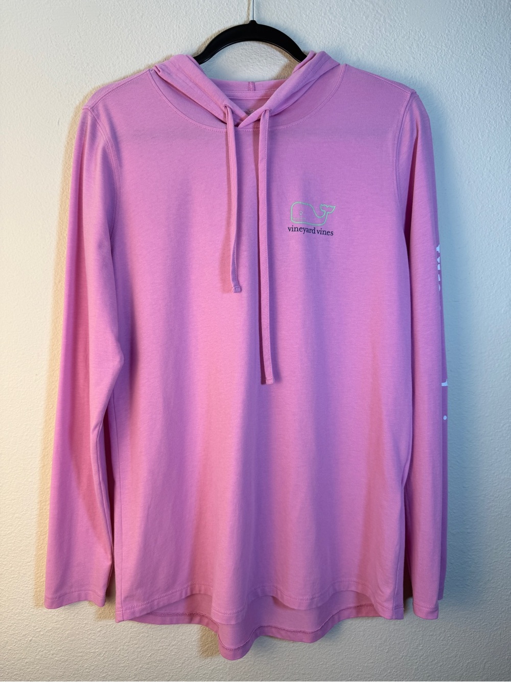 Vineyard Vines Women S Small Pink Edgartown Long Sleeve Hooded Shirt Tee Fits M